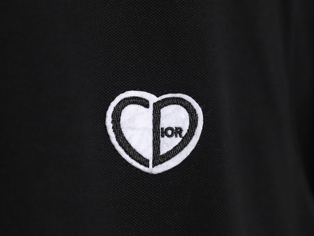 Dior small heart embroidery short-sleeved polo shirt