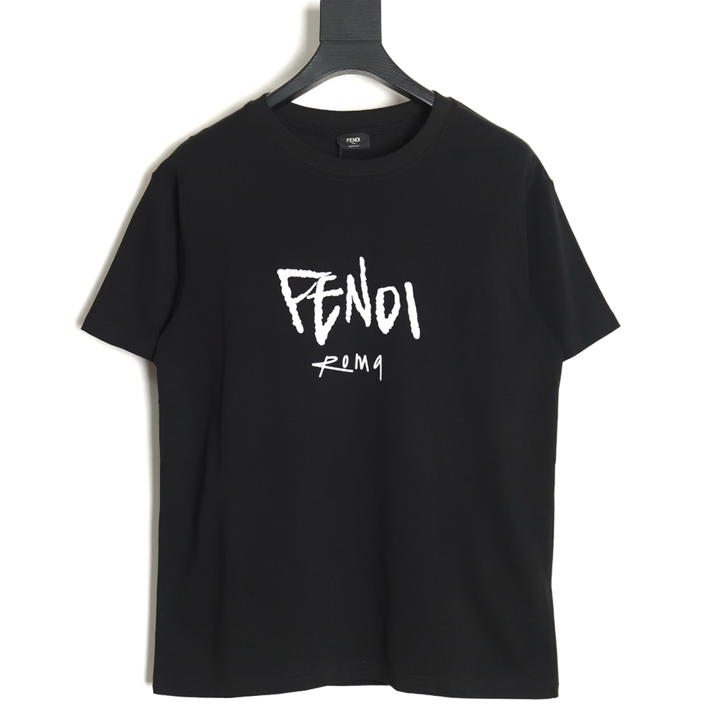 Fendi 24ss cursive letter flocking print short sleeve