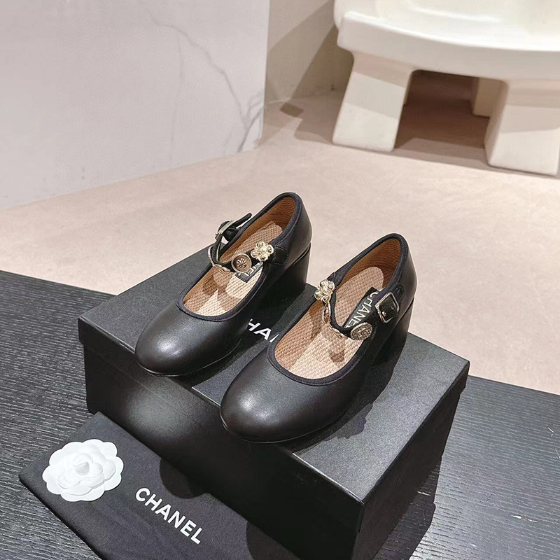 Chanel Mary Janes Lambskin Black