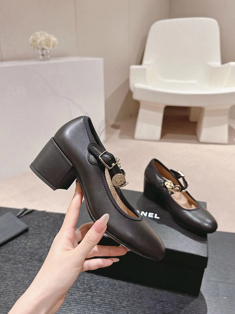 Chanel Mary Janes Lambskin Black