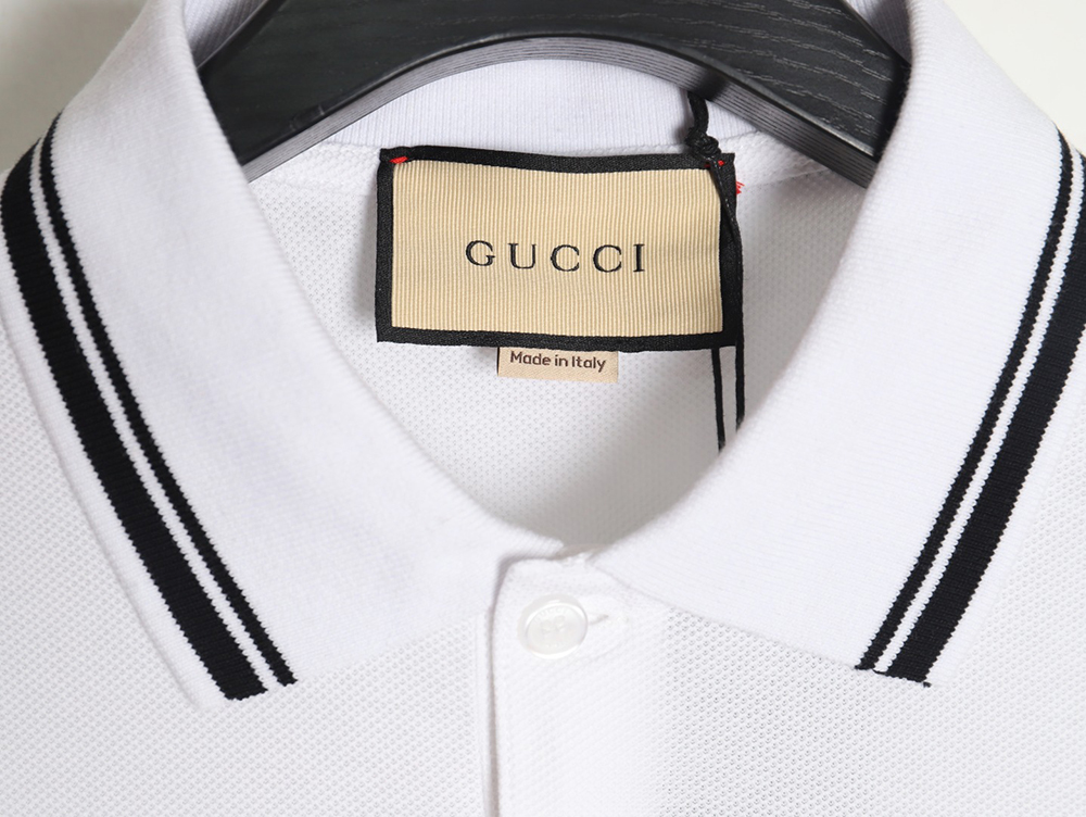 Gucci 24 new horizontal striped letter 10go short-sleeved polo shirt