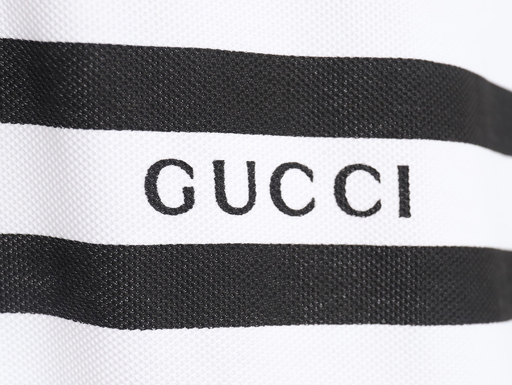 Gucci 24 new horizontal striped letter 10go short-sleeved polo shirt