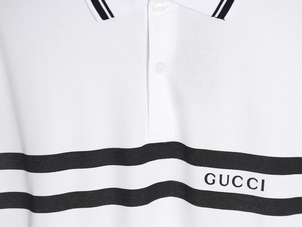 Gucci 24 new horizontal striped letter 10go short-sleeved polo shirt