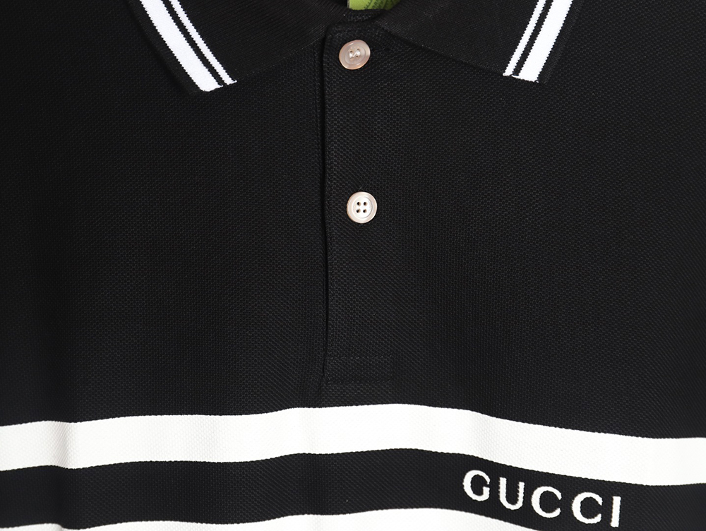 Gucci 24 new horizontal striped letter l0go short-sleeved polo shirt