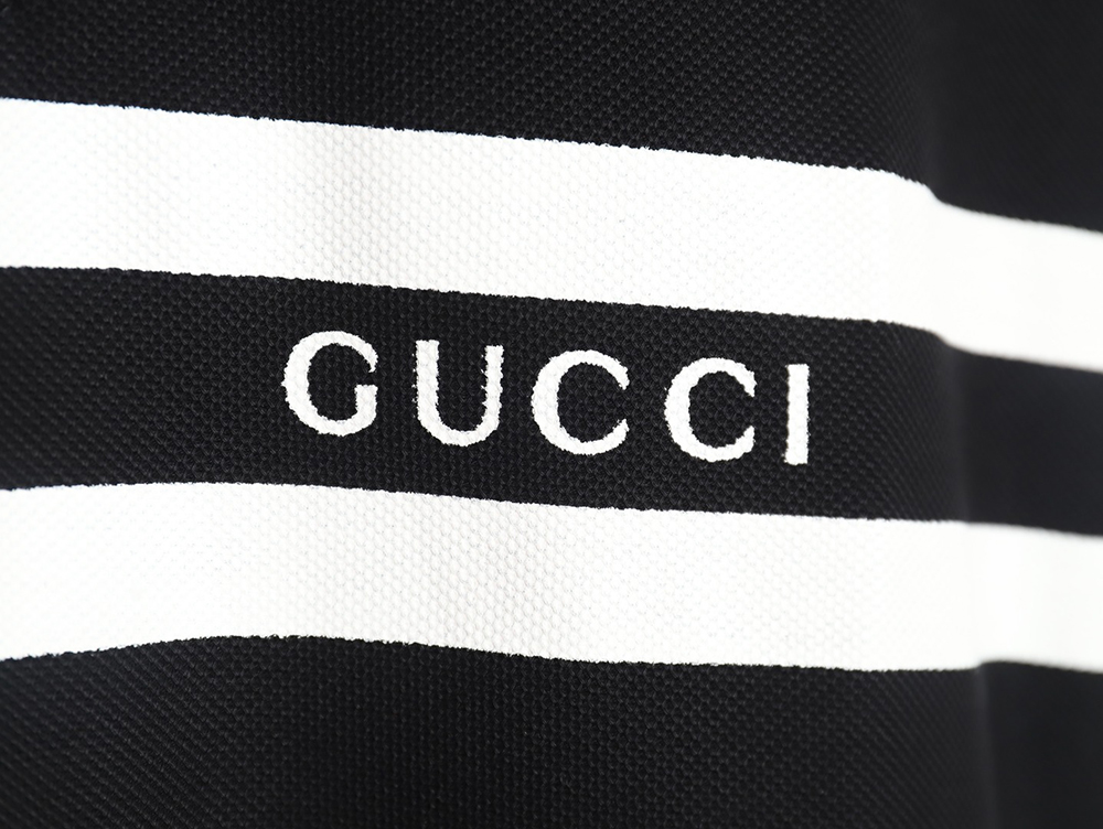 Gucci 24 new horizontal striped letter l0go short-sleeved polo shirt