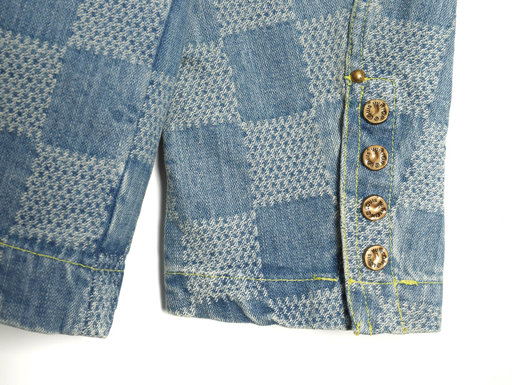 Louis Vuitton 24SS Checkerboard Collarless Denim Shirt Jacket