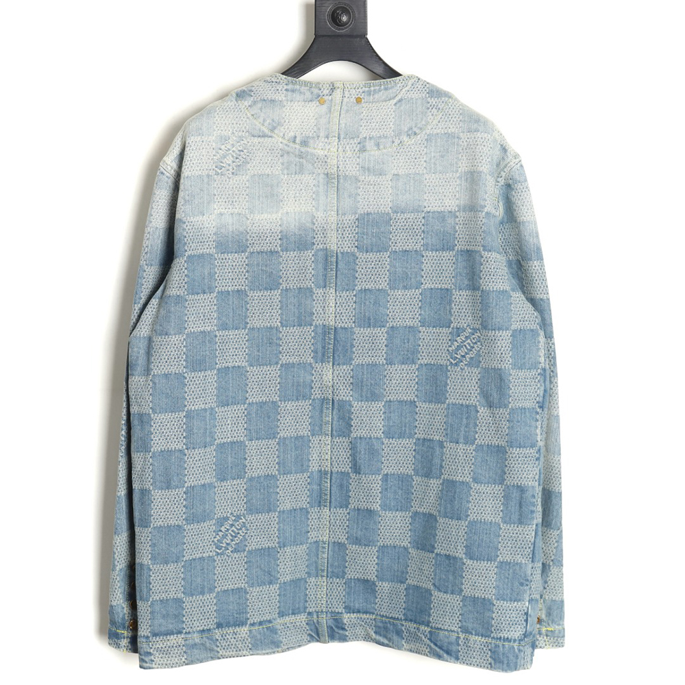 Louis Vuitton 24SS Checkerboard Collarless Denim Shirt Jacket