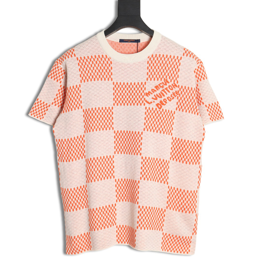 Louis Vuitton 24SS Large Checkerboard Jacquard Knit Short Sleeve T-Shirt