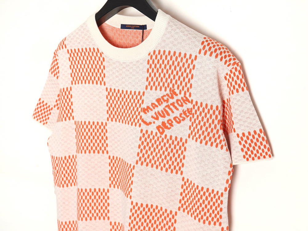 Louis Vuitton 24SS Large Checkerboard Jacquard Knit Short Sleeve T-Shirt