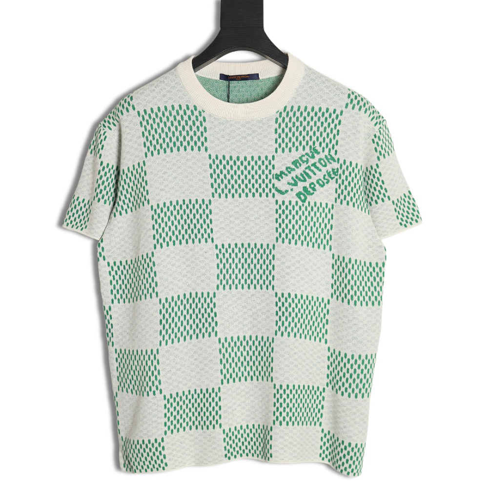 Louis Vuitton 24SS Large Checkerboard Jacquard Knit Short Sleeve T-Shirt