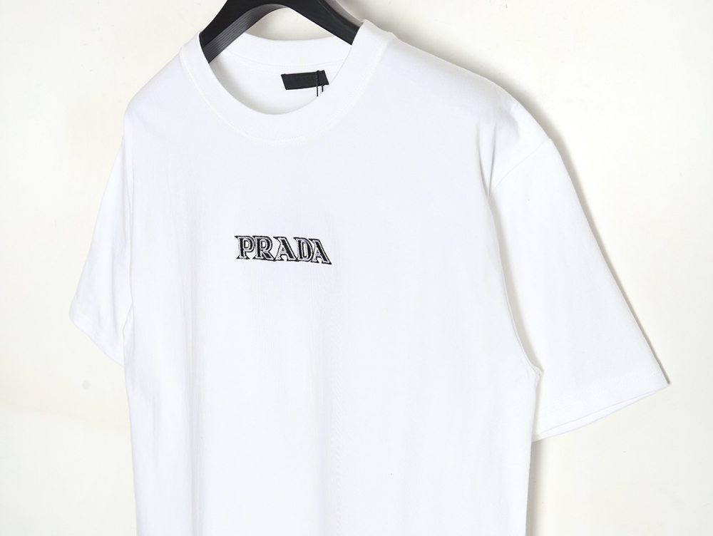 Prada 3D logo embroidered short-sleeved T-shirt