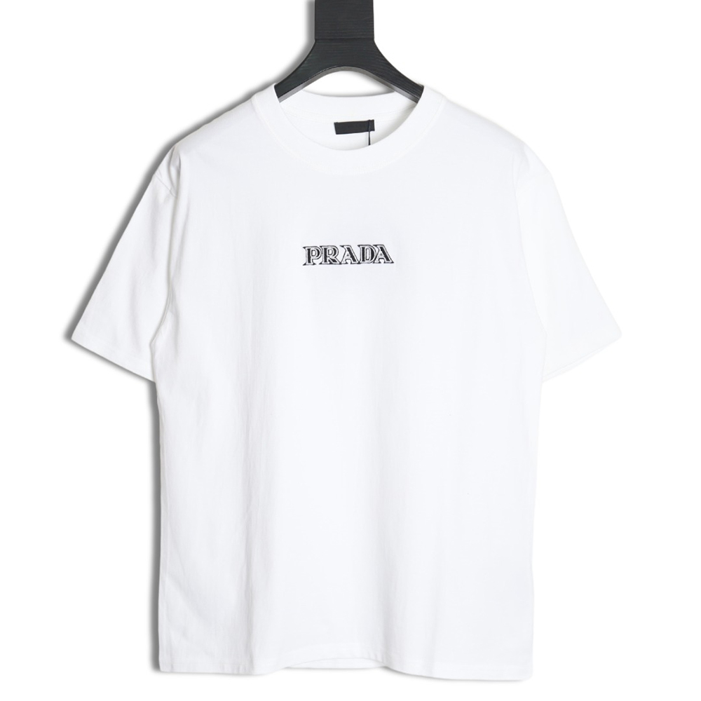 Prada 3D logo embroidered short-sleeved T-shirt