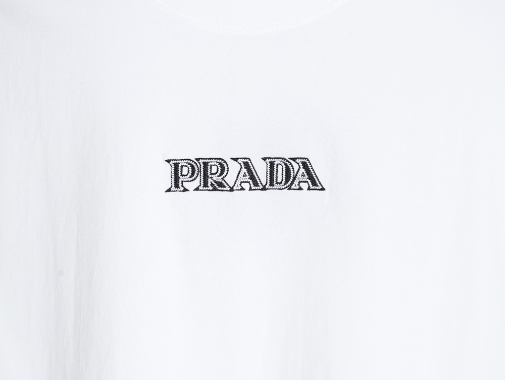 Prada 3D logo embroidered short-sleeved T-shirt