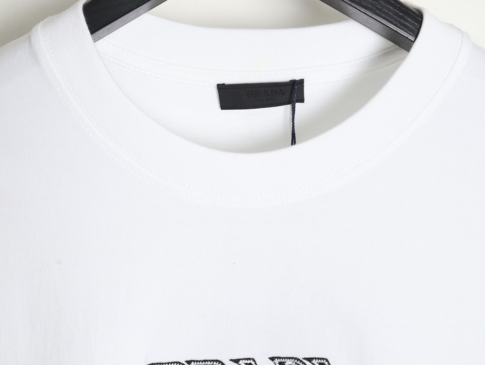 Prada 3D logo embroidered short-sleeved T-shirt