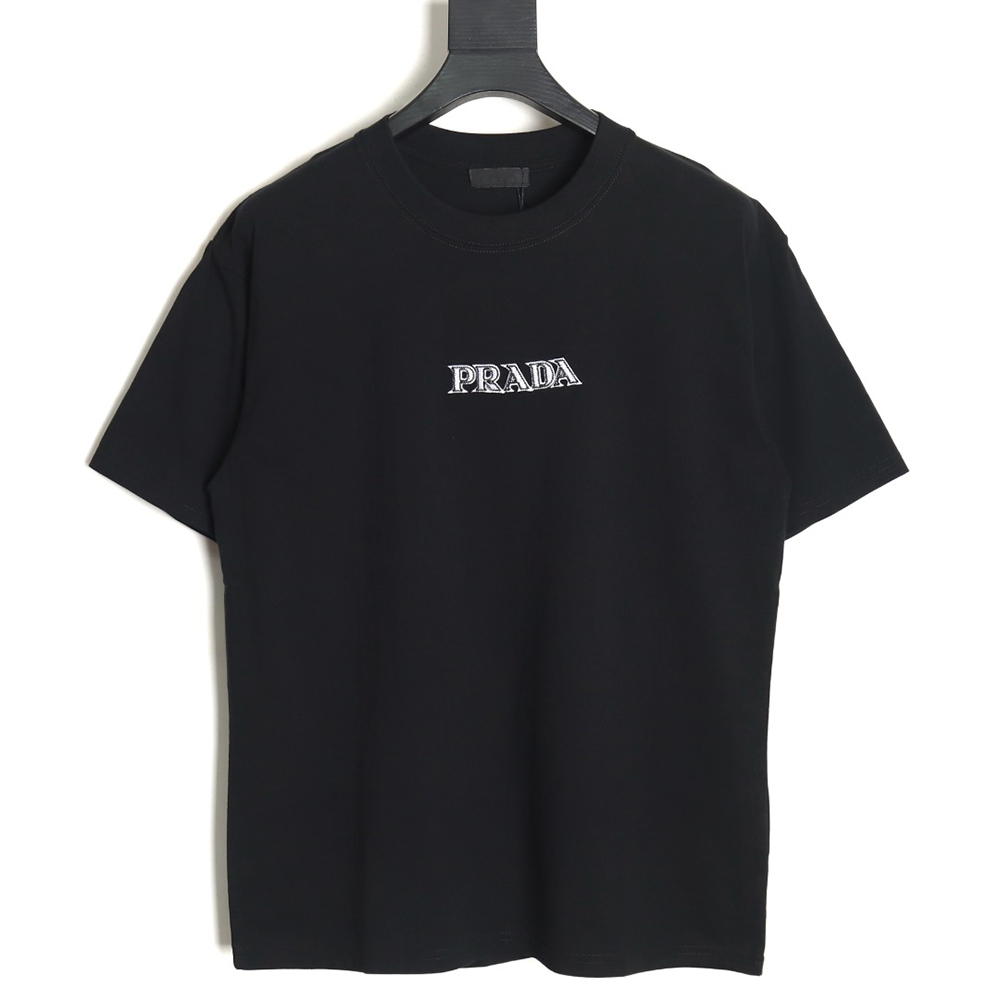 Prada 3D logo embroidered short-sleeved T-shirt