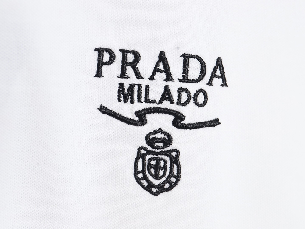 Prada logo embroidered short-sleeved polo shirt