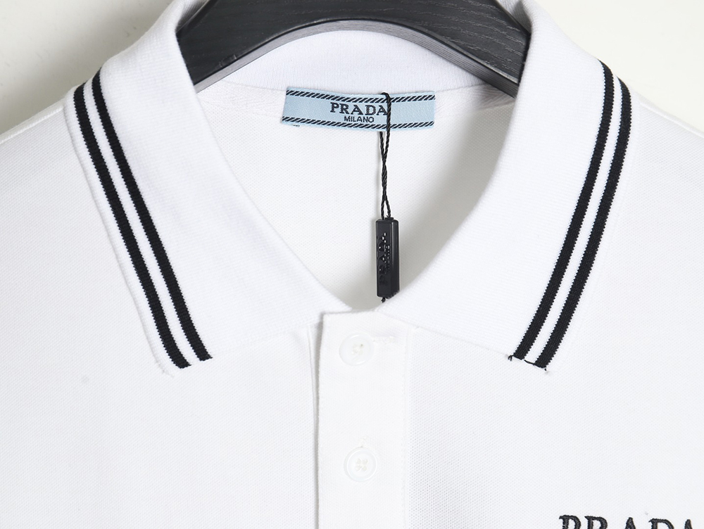 Prada logo embroidered short-sleeved polo shirt