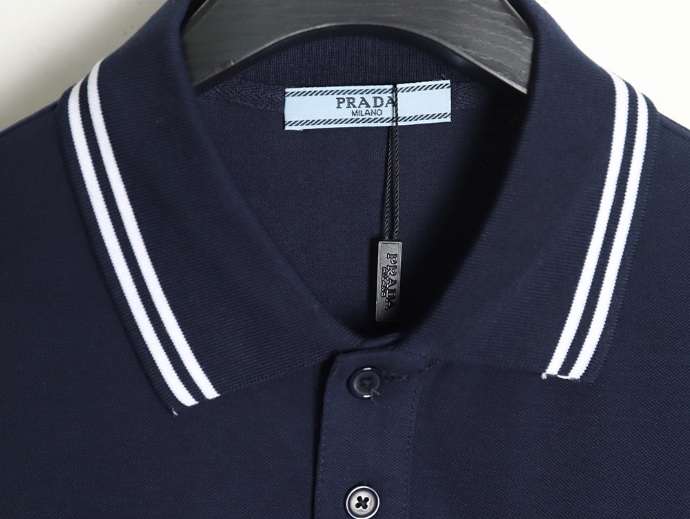 Prada logo embroidered short-sleeved polo shirt