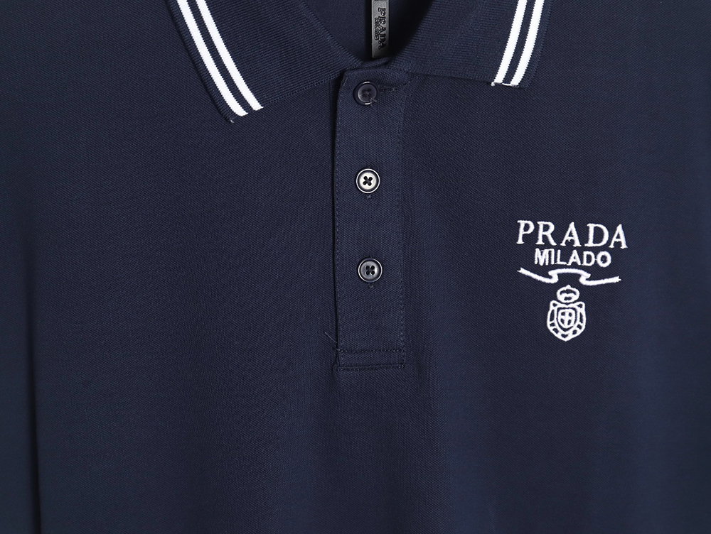 Prada logo embroidered short-sleeved polo shirt