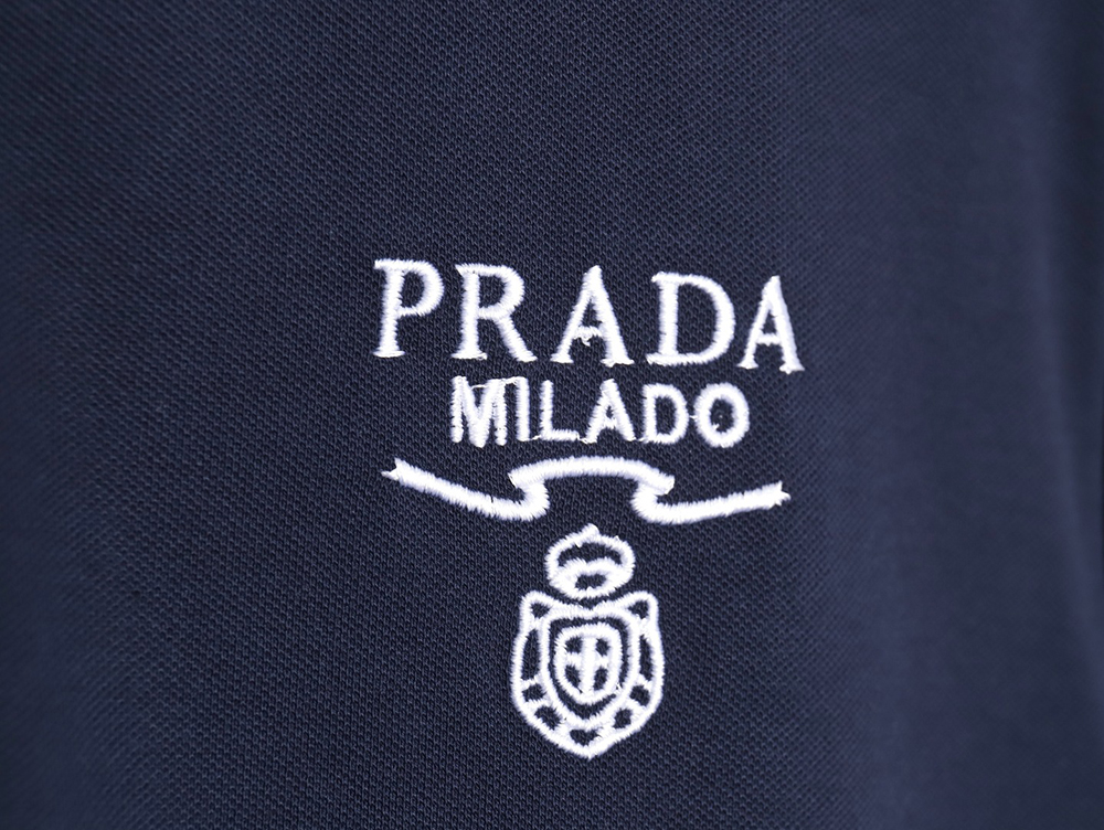 Prada logo embroidered short-sleeved polo shirt