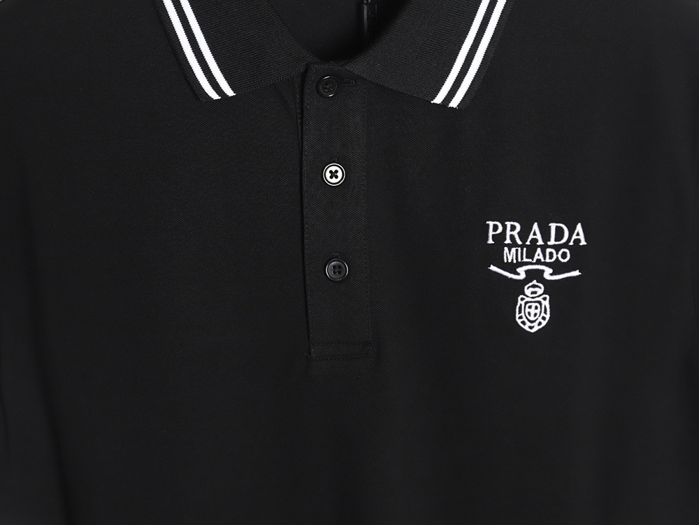 Prada logo embroidered short-sleeved polo shirt