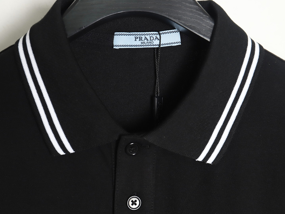 Prada logo embroidered short-sleeved polo shirt