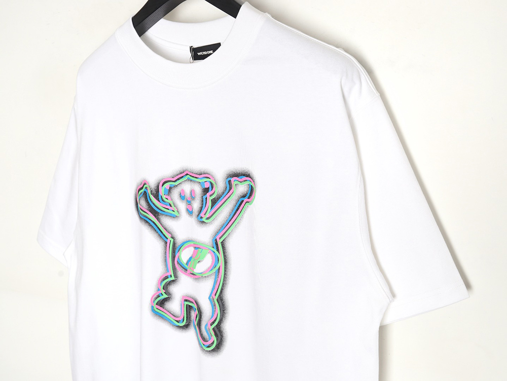 We11done 24SS Fluorescent Bear Raising Hand Printed Short Sleeves