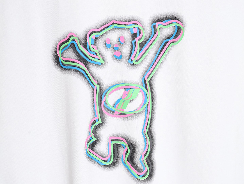 We11done 24SS Fluorescent Bear Raising Hand Printed Short Sleeves