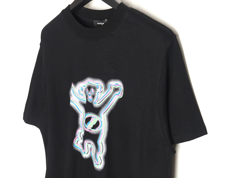 We11done 24SS Fluorescent Bear Raising Hand Printed Short Sleeves