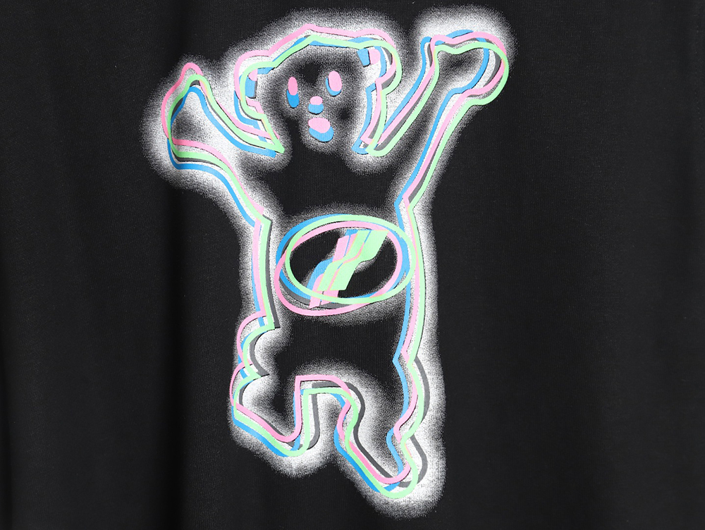 We11done 24SS Fluorescent Bear Raising Hand Printed Short Sleeves