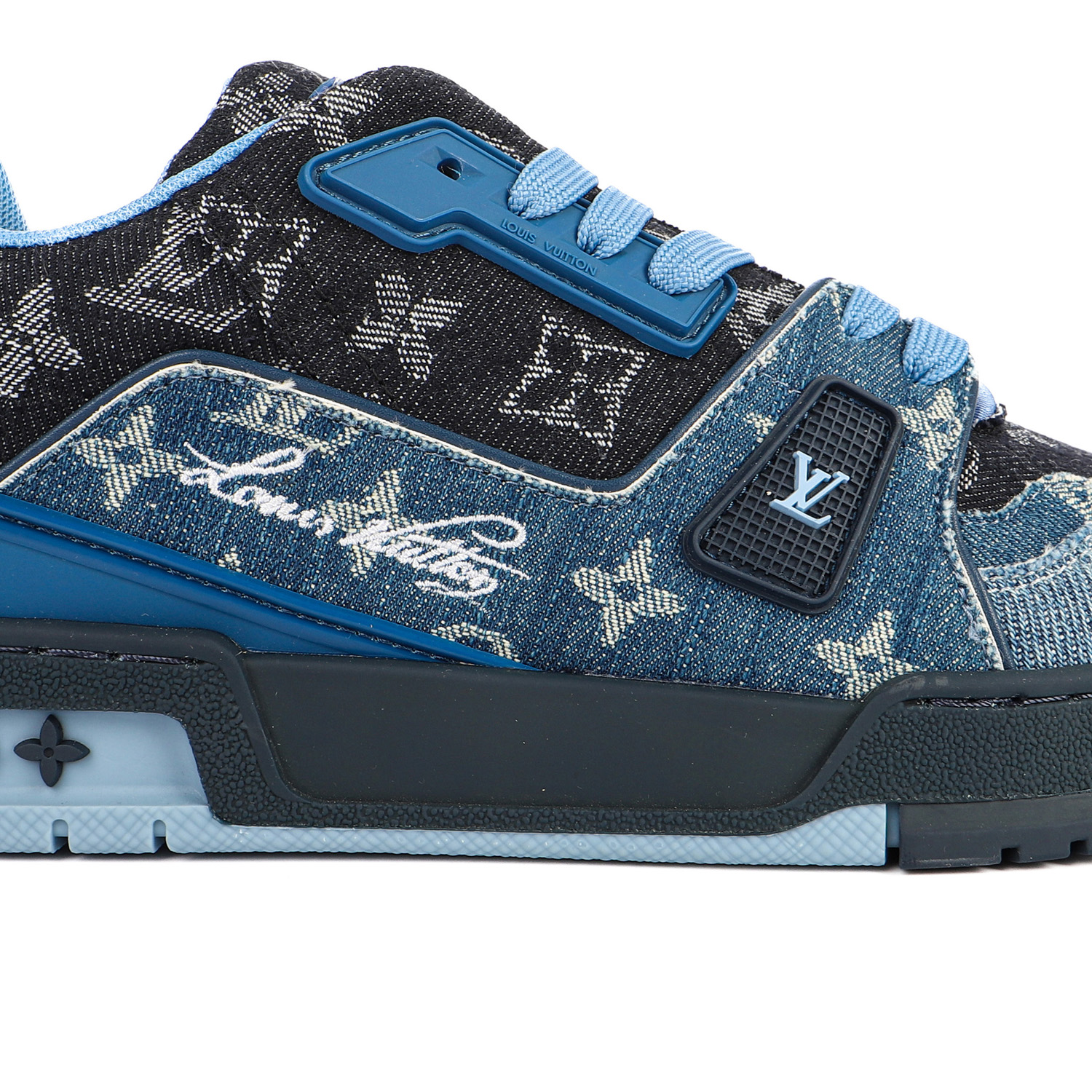 Louis Vuitton Men's Trainer Blue Denim Monogram Sneakers