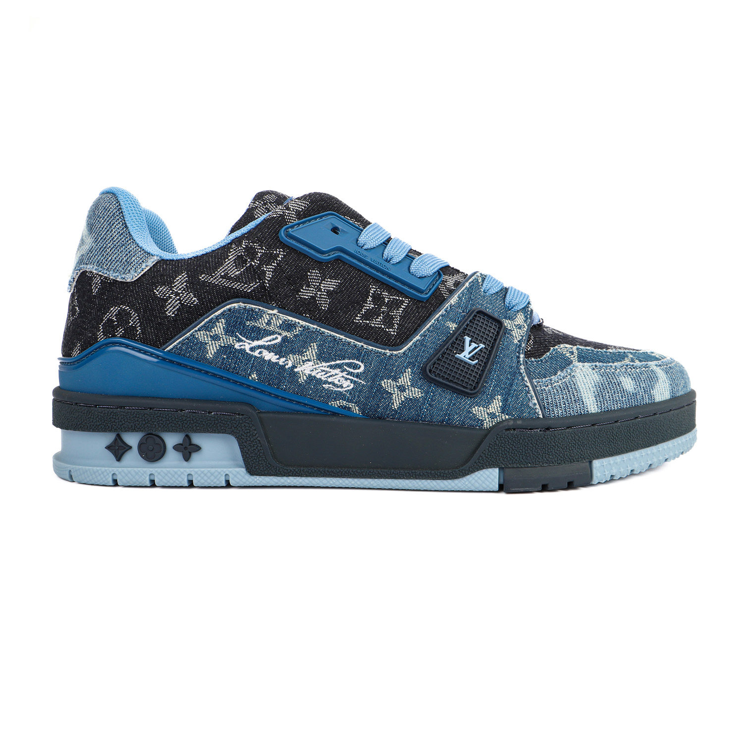 Louis Vuitton Men's Trainer Blue Denim Monogram Sneakers