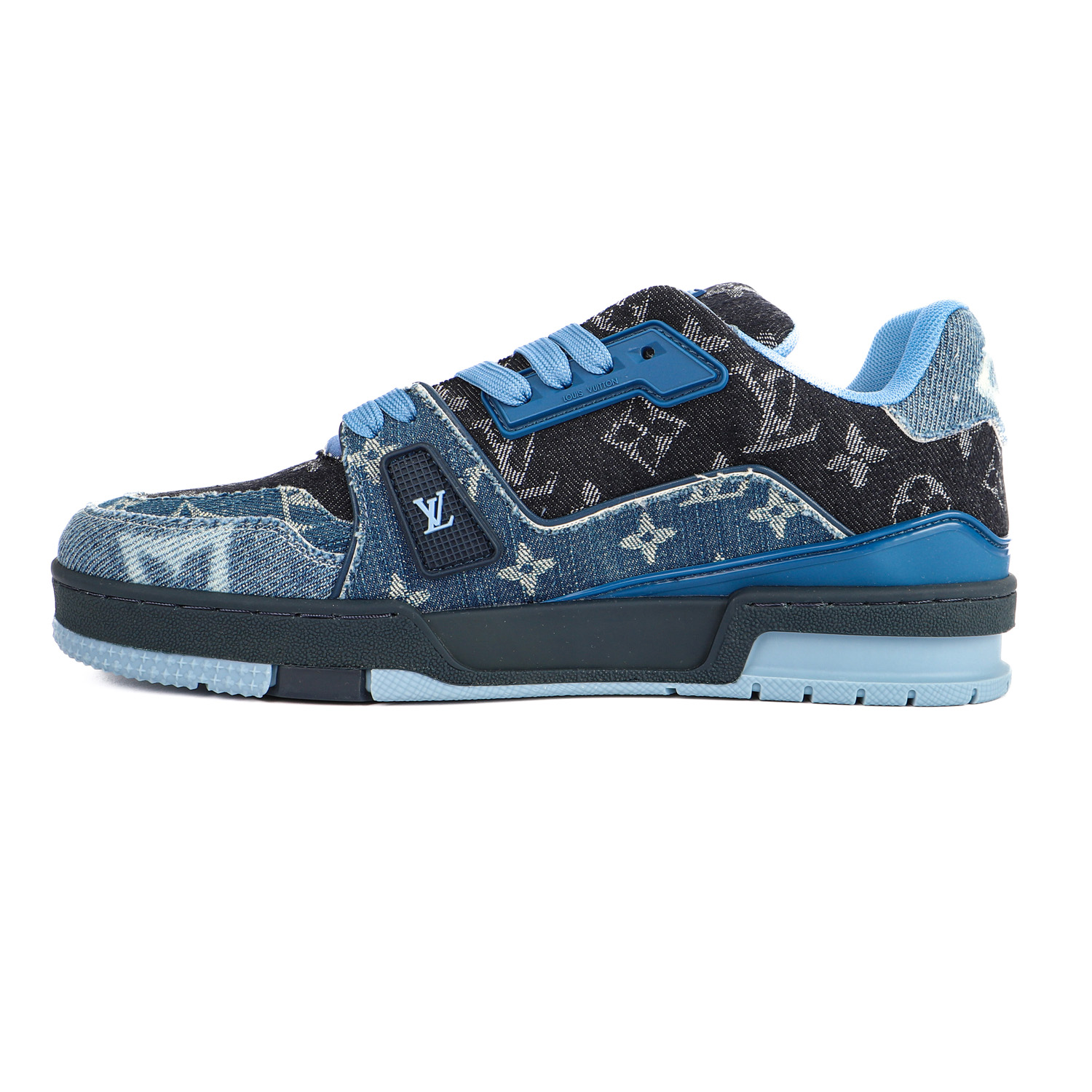 Louis Vuitton Men's Trainer Blue Denim Monogram Sneakers