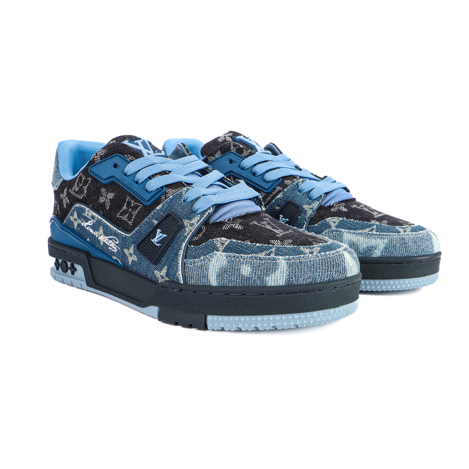 Louis Vuitton Men's Trainer Blue Denim Monogram Sneakers