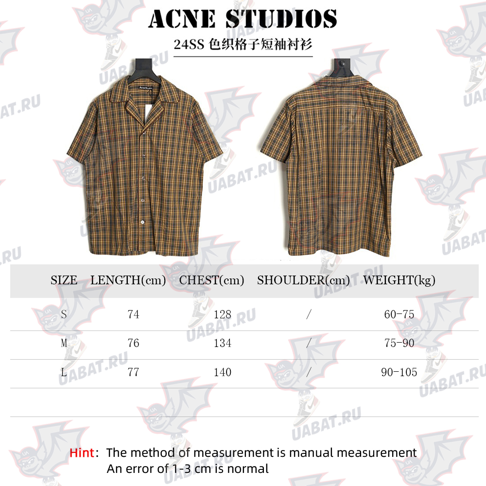 Acne Studios 24SS Yarn-dyed Check Short Sleeve Shirt