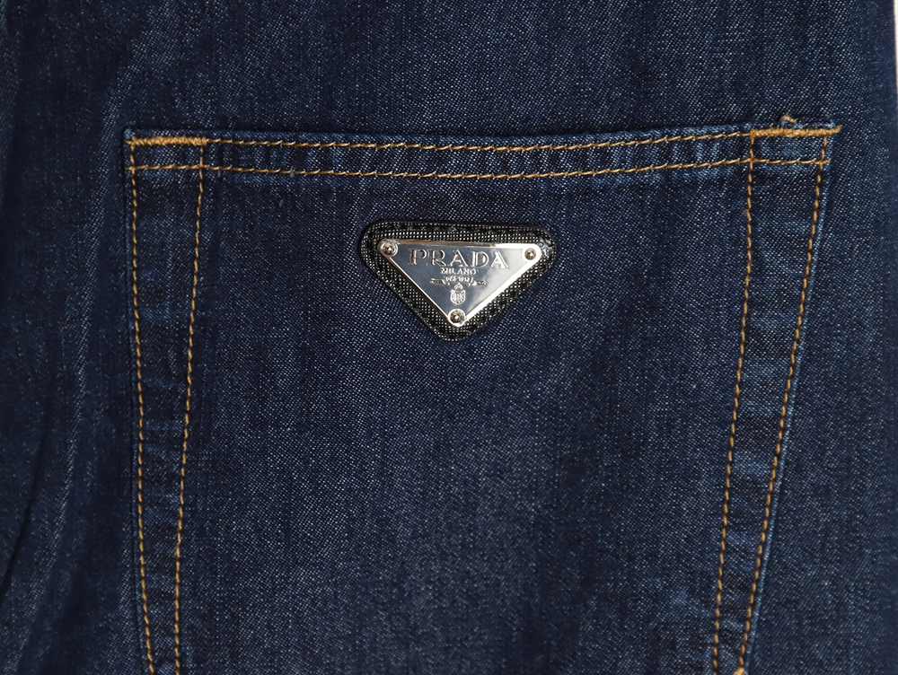 Prada Denim Shorts with Triangle Logo