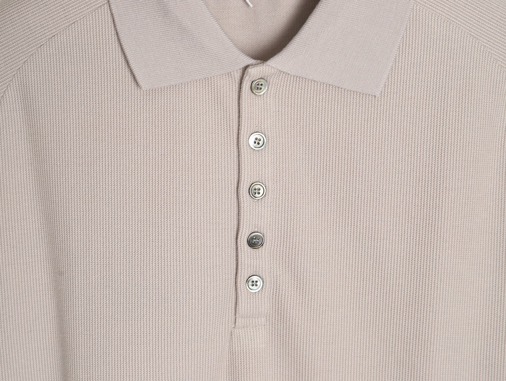 Thom Browne Water Ripple Four-Bar Pressed Leather Short-Sleeved POLO Shirt TSK1