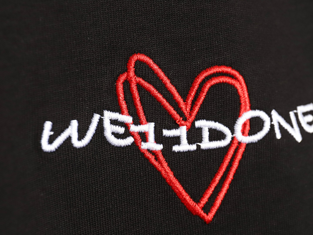 WE11 DONE Simple Love Letters Embroidery Round Neck Short Sleeve T-shirt TSK1