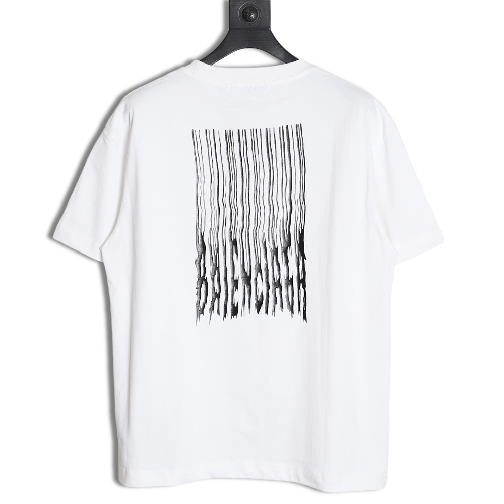 Balenciaga fringed waterfall print short-sleeved T-shirt