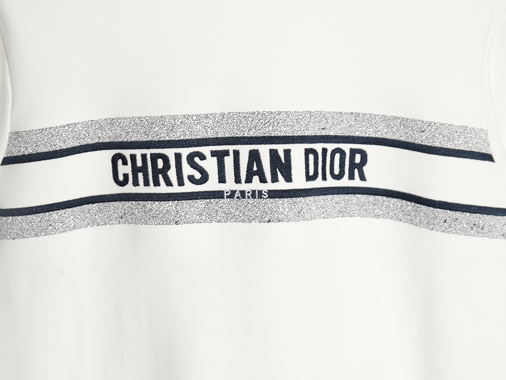 Dior 23ss blue striped letter embroidered short sleeve