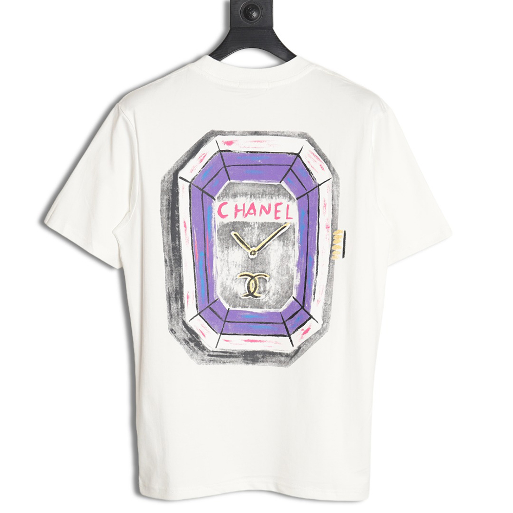 Chanel hand-painted watch dial graffiti short-sleeved T-shirt