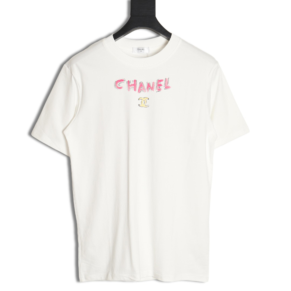 Chanel hand-painted watch dial graffiti short-sleeved T-shirt