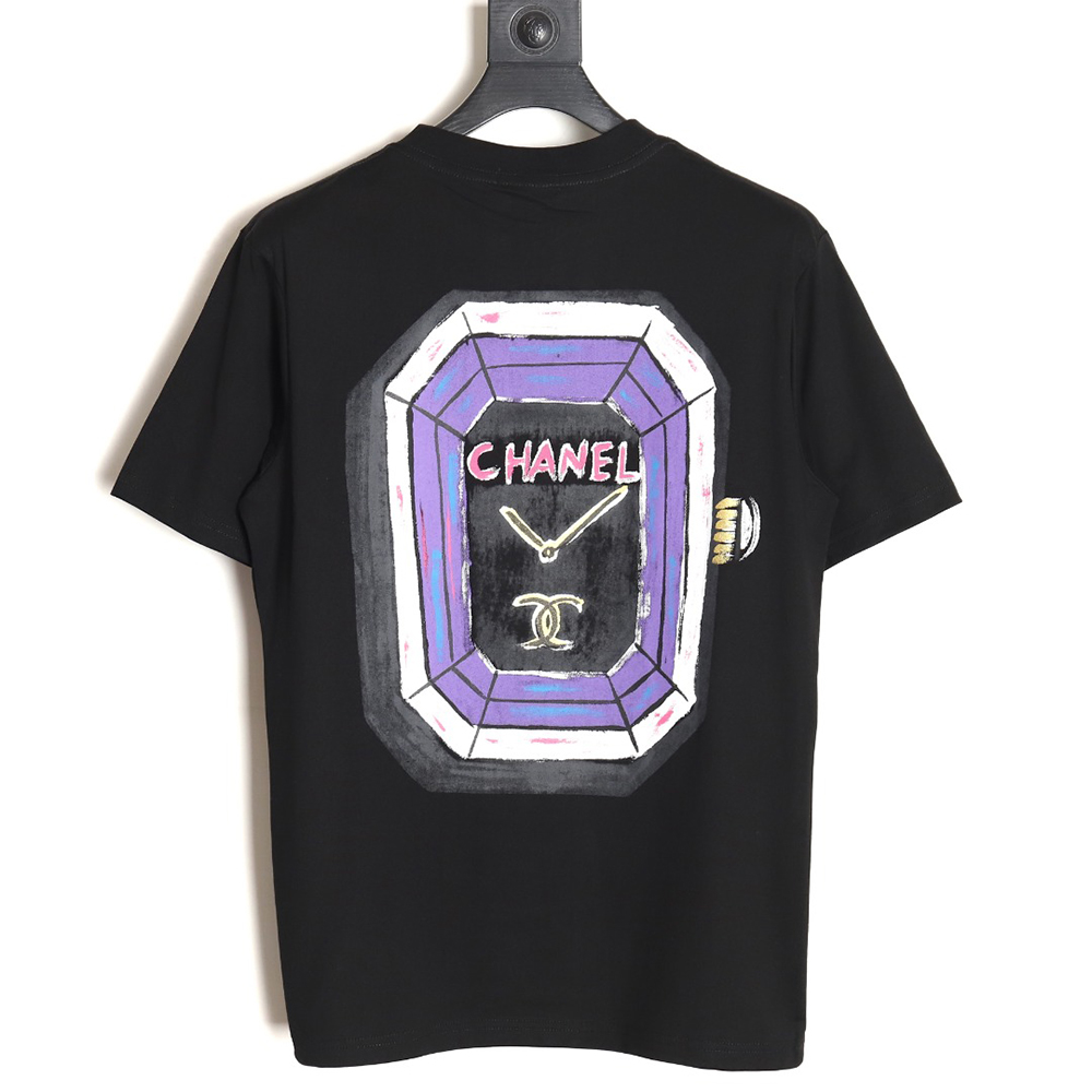 Chanel hand-painted watch dial graffiti short-sleeved T-shirt TSK1