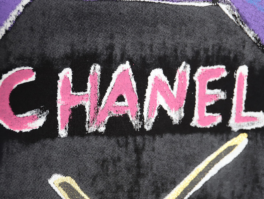 Chanel hand-painted watch dial graffiti short-sleeved T-shirt TSK1