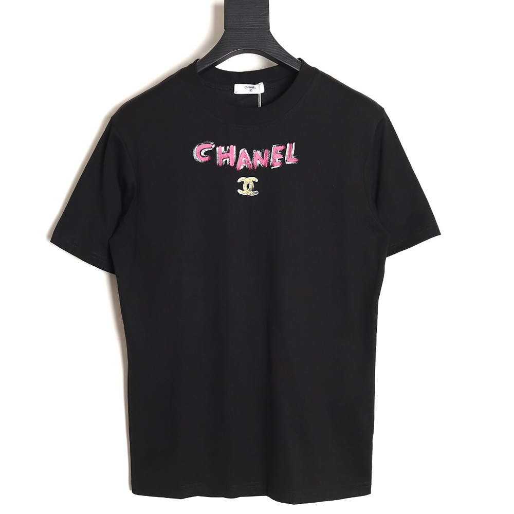 Chanel hand-painted watch dial graffiti short-sleeved T-shirt TSK1