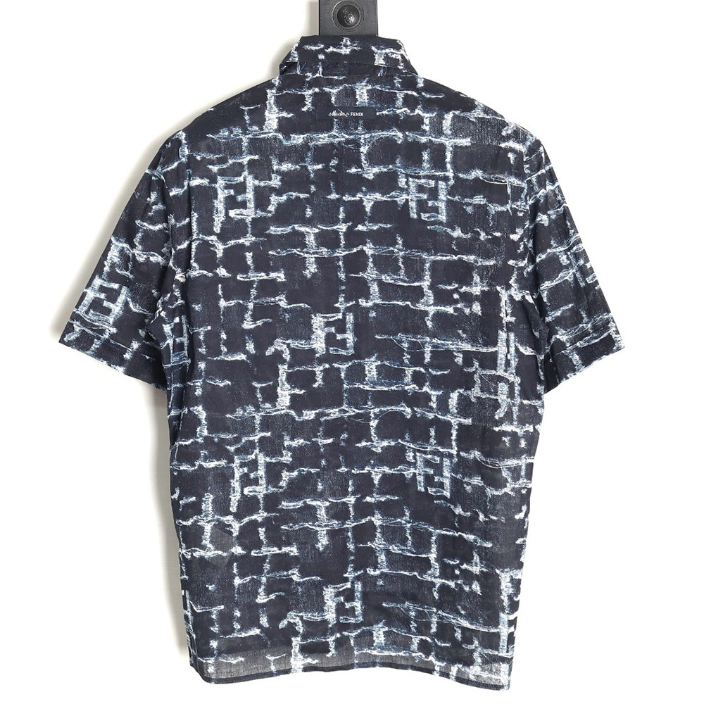 Fendi 24SS linen full print short-sleeved shirt