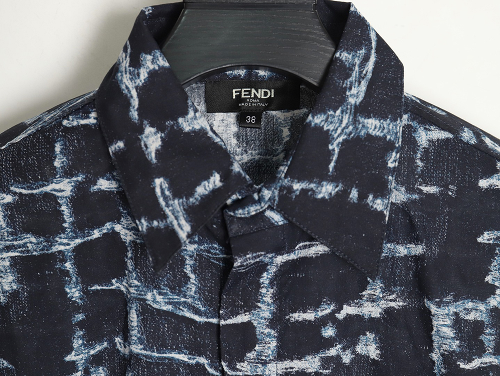 Fendi 24SS linen full print short-sleeved shirt