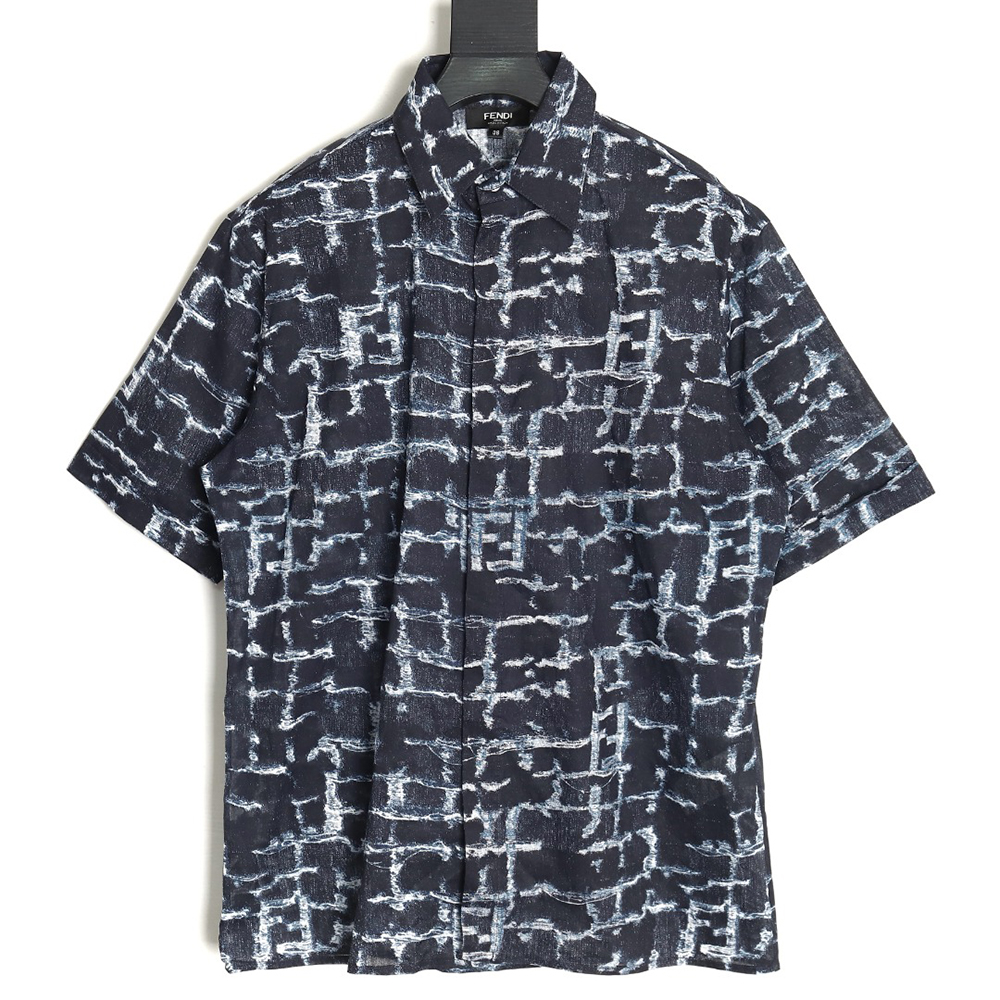 Fendi 24SS linen full print short-sleeved shirt