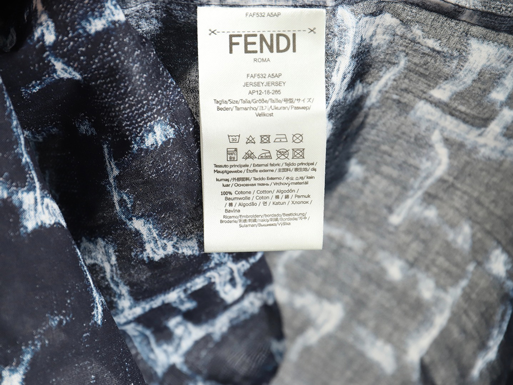 Fendi 24SS linen full print short-sleeved shirt