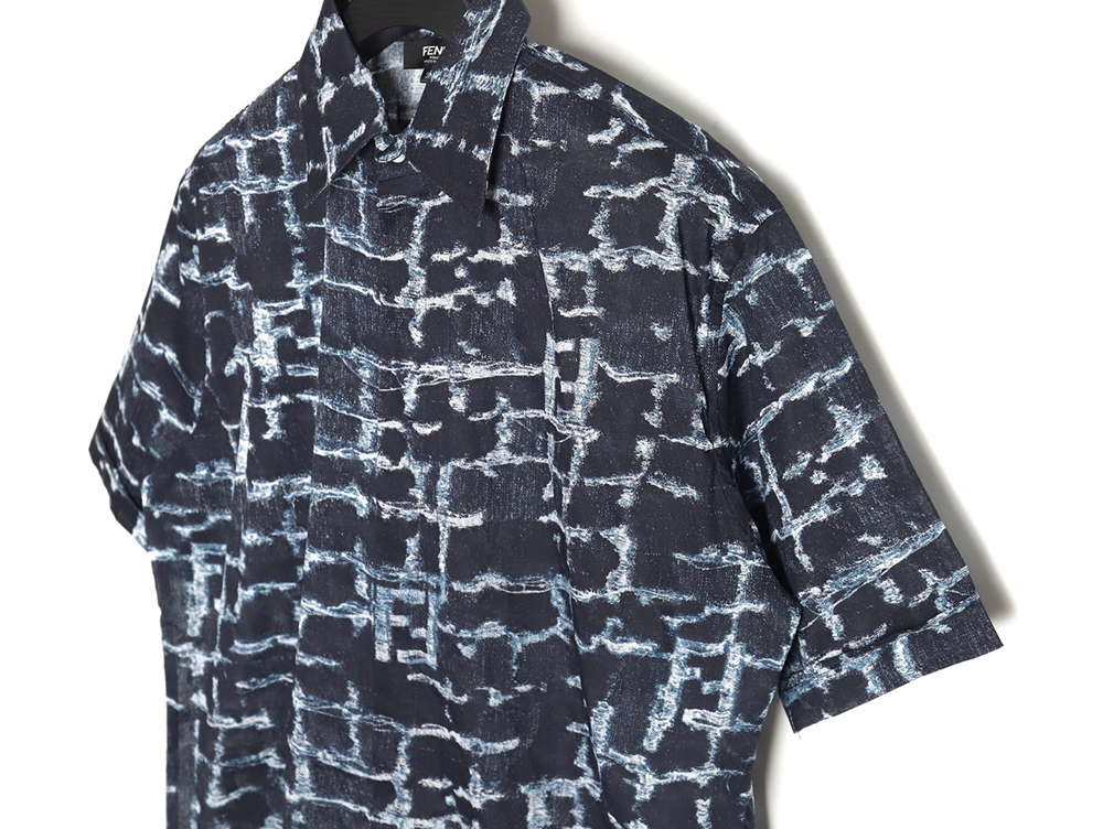 Fendi 24SS linen full print short-sleeved shirt